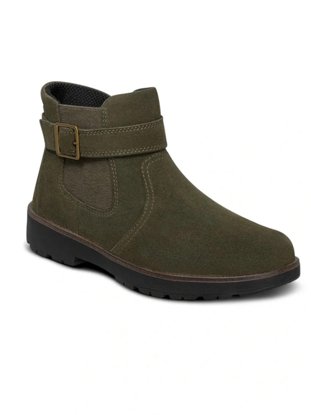 Orthofeet Scarlett boots comfort olive green suede buckle side zip 8 wide